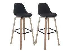 Taburete de bar MCW-A89 (set de 2), textil, gris oscuro
