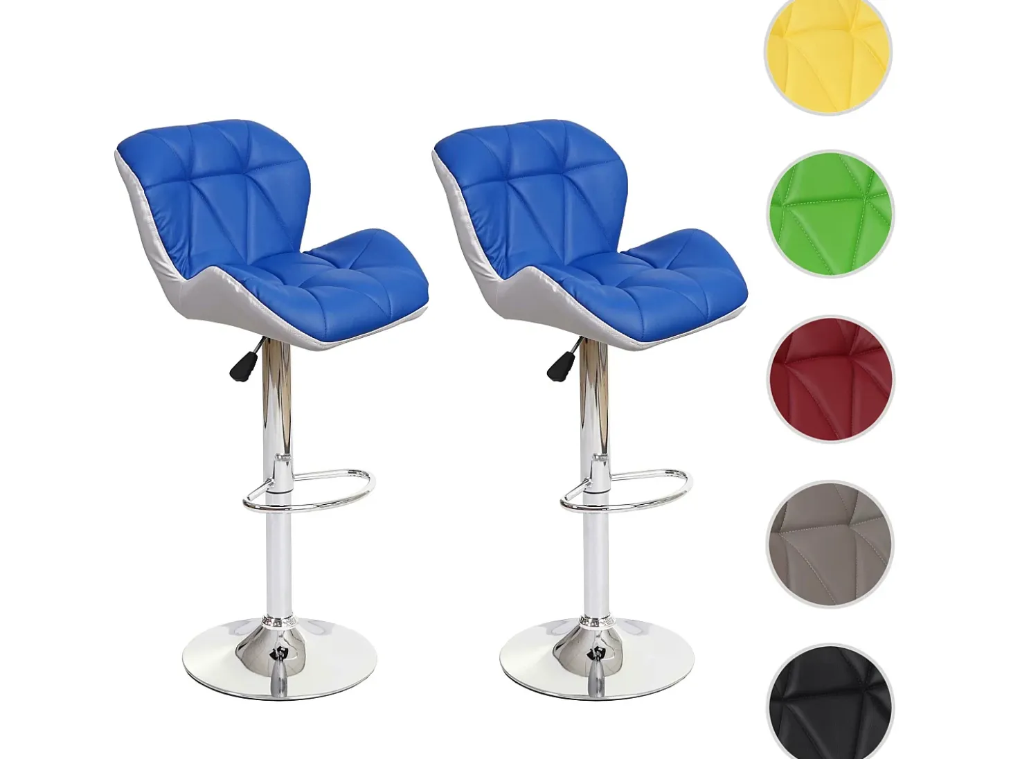 Taburete de bar MCW-A92 (set de 2), azul