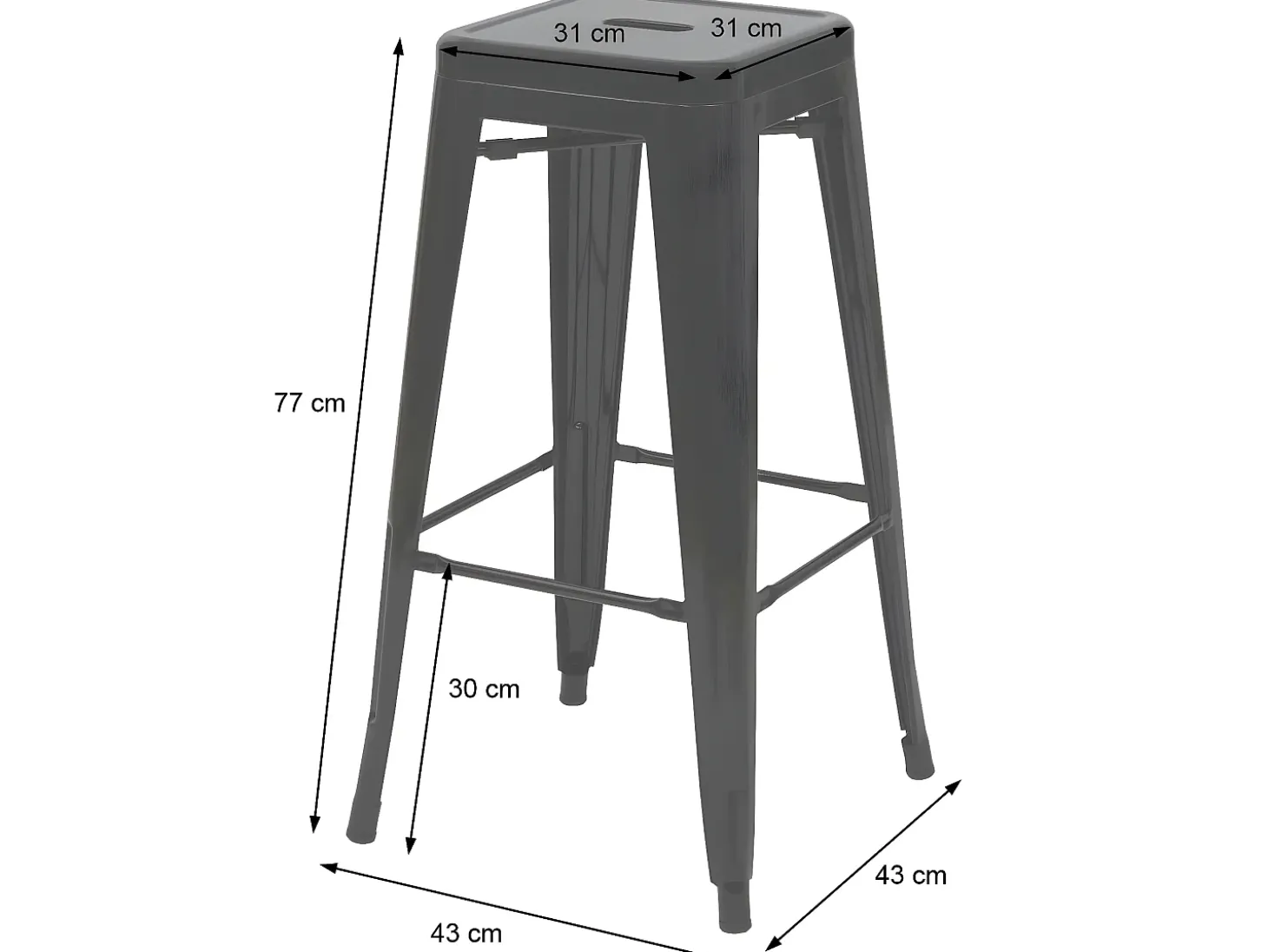 Taburete de bar MCW-A73 (set de 2), rojo