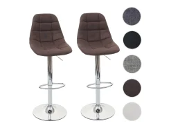 Taburete de bar MCW-A67 (set de 2), vintage marrón oscuro, textil