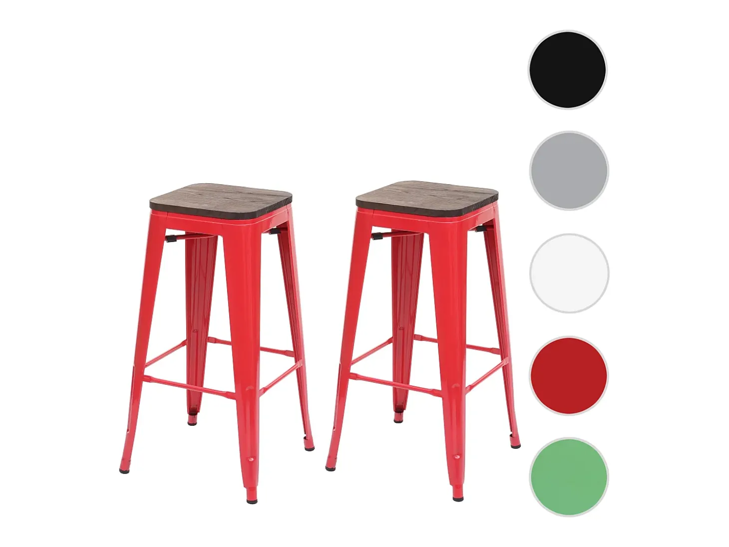 Taburete de bar MCW-A73 (set de 2), rojo