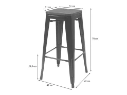 Taburete de bar MCW-A73 (set de 2), rojo