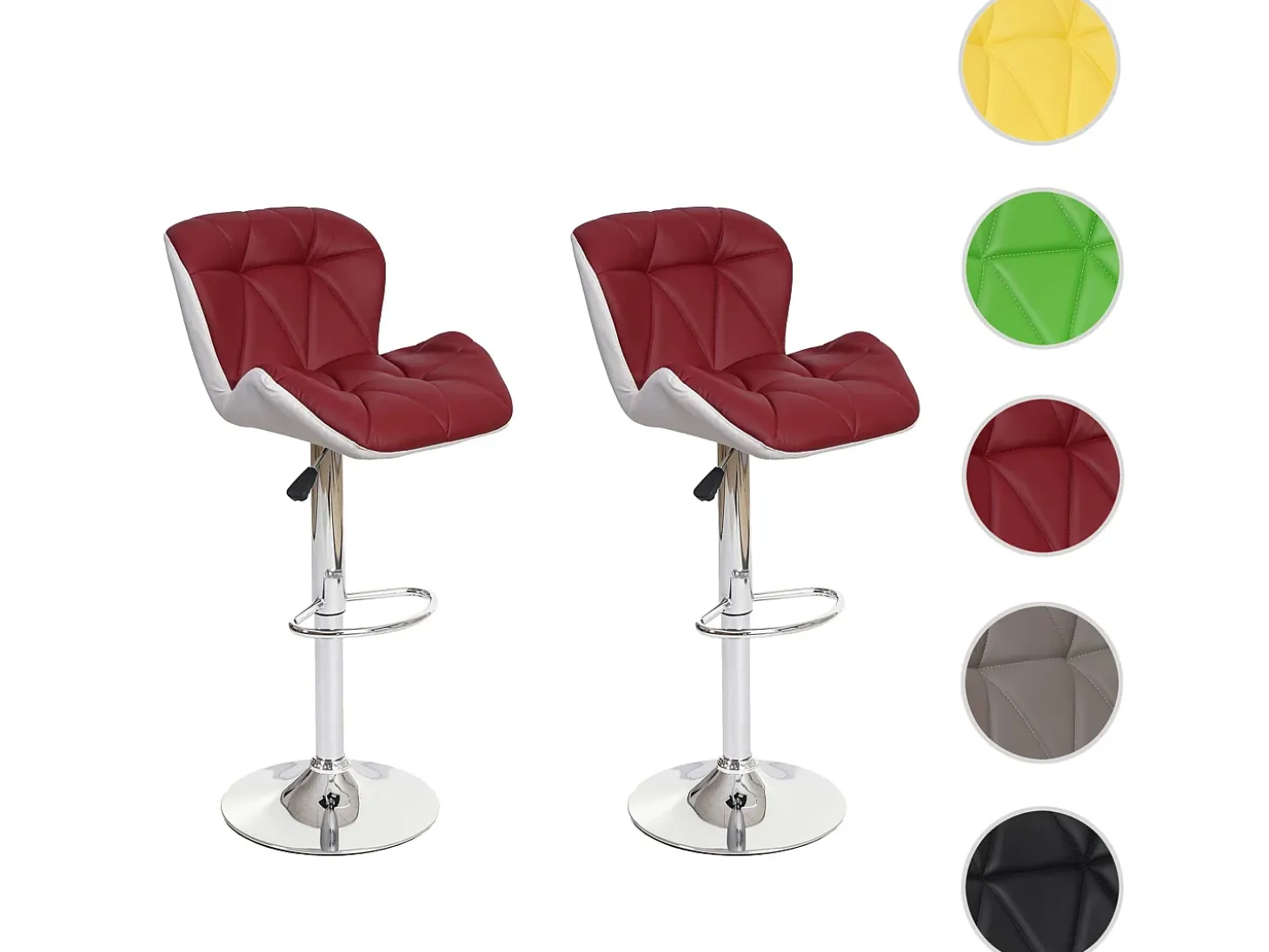 Taburete de bar MCW-A92 (set de 2), burdeos