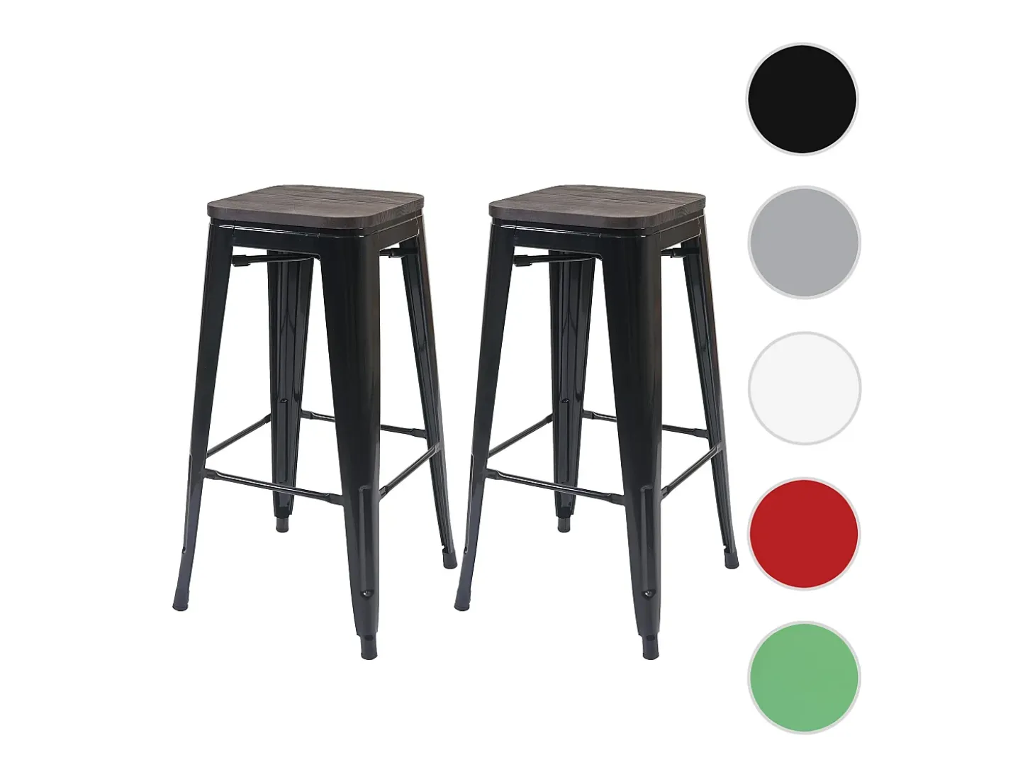 Taburete de bar MCW-A73 (set de 2), negro