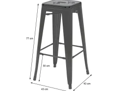 Taburete de bar MCW-A73 (set de 2), gris