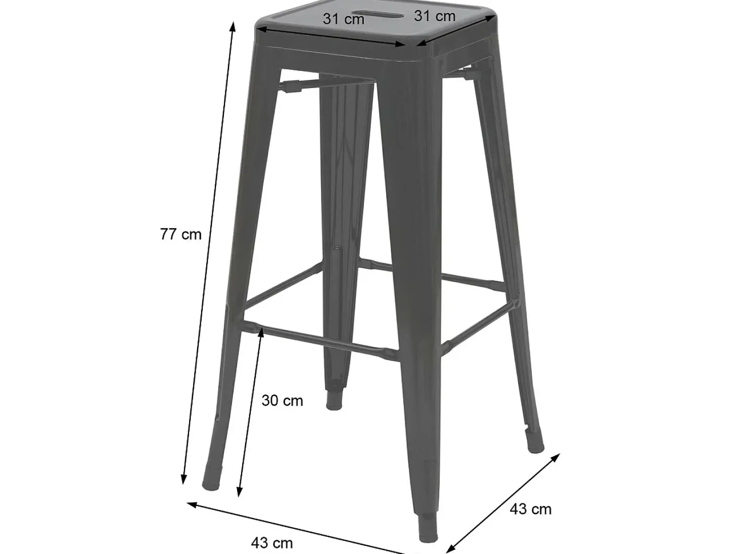 Taburete de bar MCW-A73 (set de 2), gris