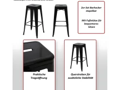 Taburete de bar MCW-A73 (set de 2), gris