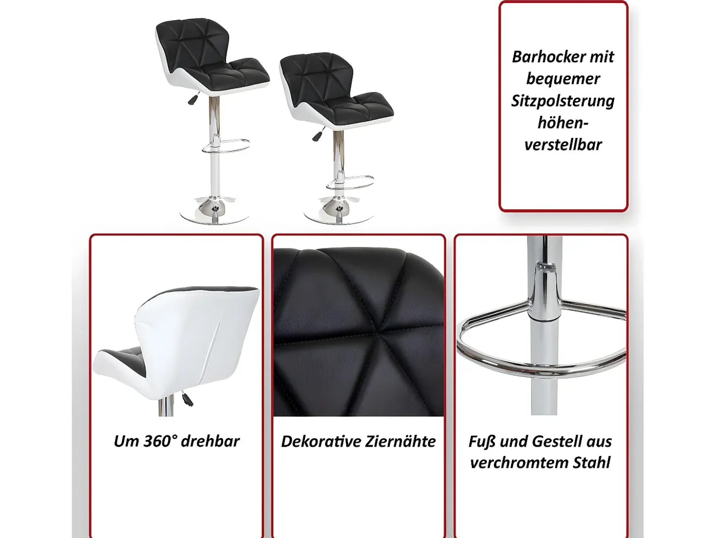 Taburete de bar MCW-A92 (set de 2), gris topo