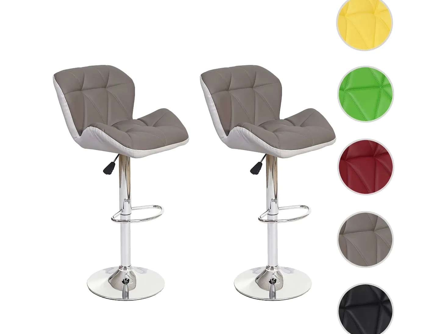 Taburete de bar MCW-A92 (set de 2), gris topo