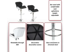 Taburete de bar MCW-A92 (set de 2), negro
