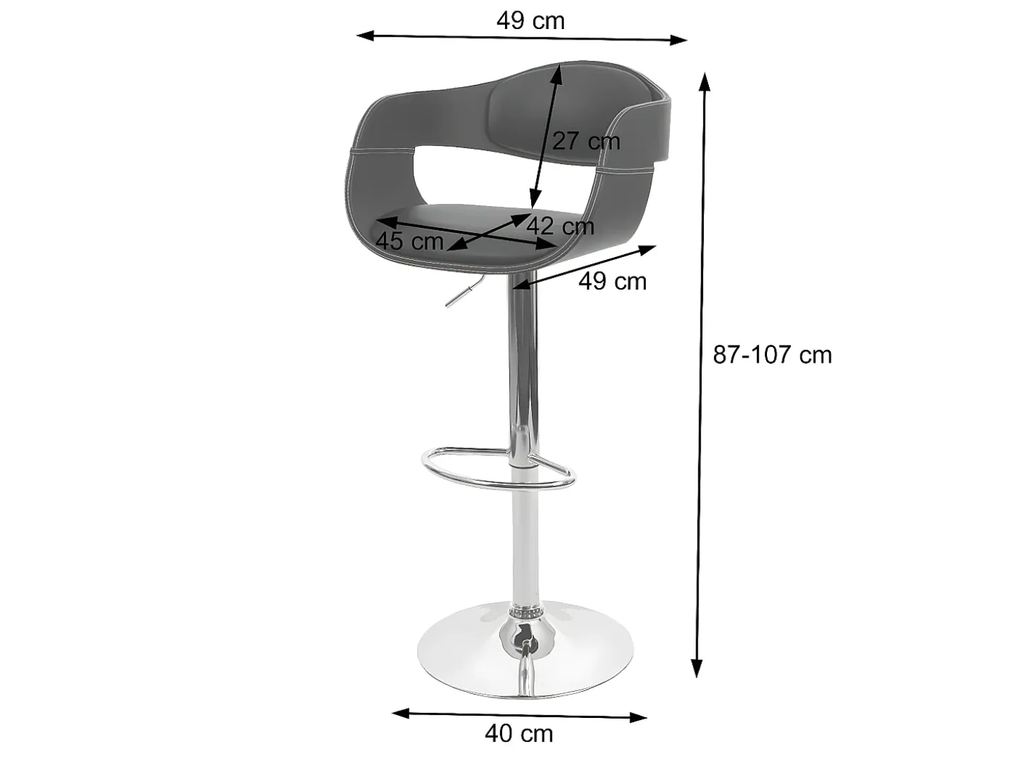 Taburete de bar MCW-A47b, gris mate