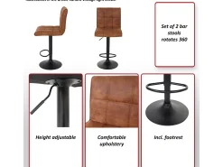 Taburete de bar MCW-B13, vintage gris oscuro