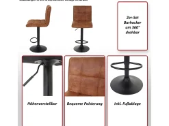 Taburete de bar MCW-B13, vintage gris oscuro