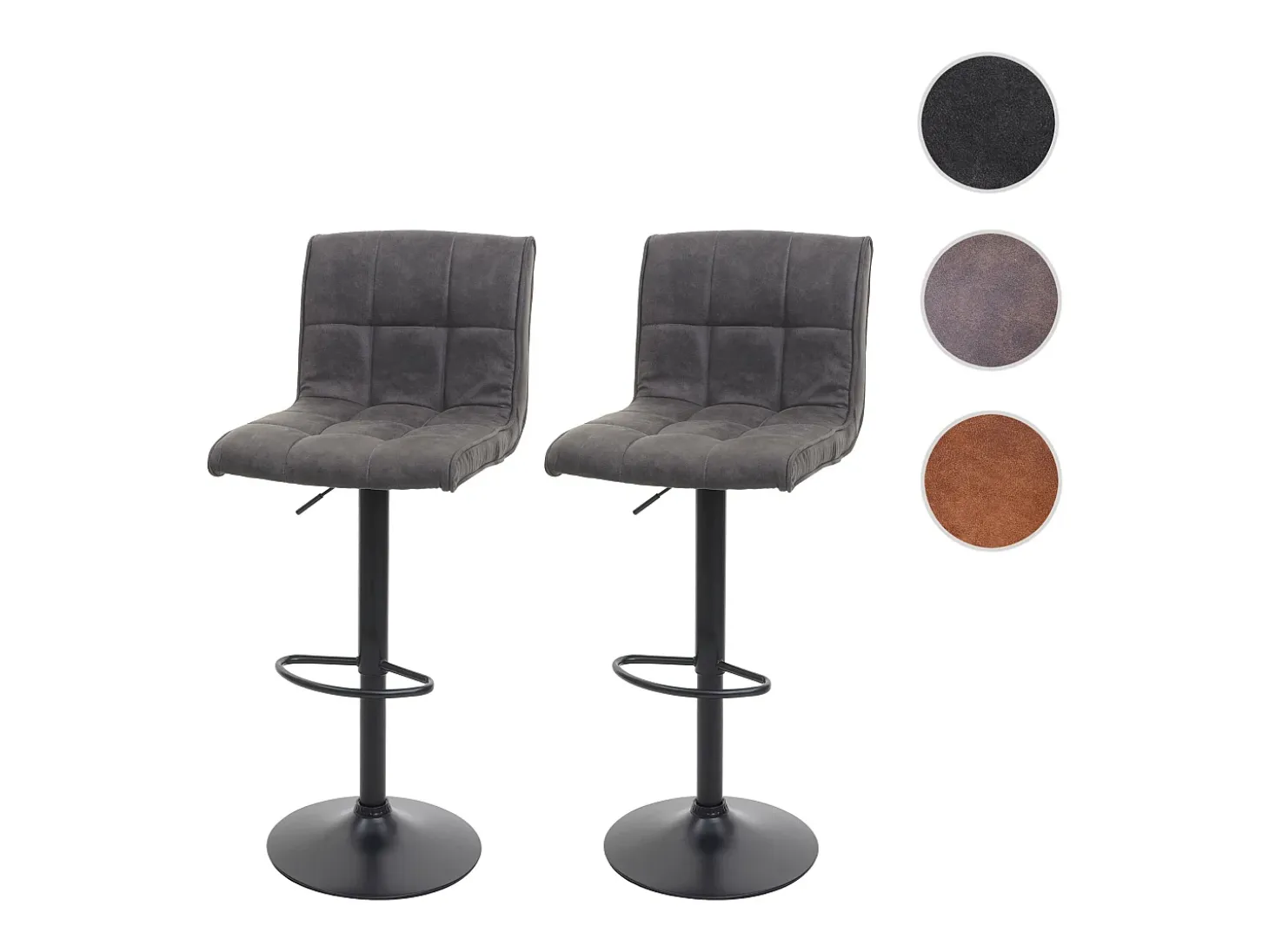 Taburete de bar MCW-B13 (juego de 2), vintage gris oscuro