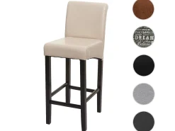 Taburete de bar MCW-C33, crema, patas oscuras, imitación de cuero