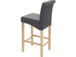 Taburete de bar MCW-C33, gris mate, patas claras, imitación de cuero
