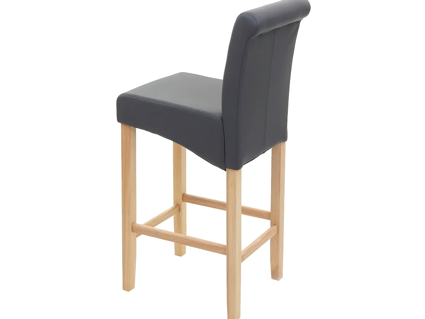 Taburete de bar MCW-C33, gris mate, patas claras, imitación de cuero