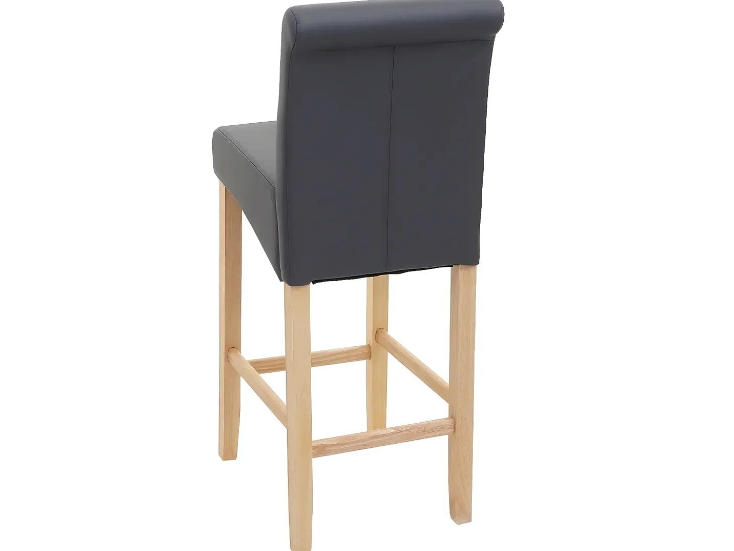 Taburete de bar MCW-C33, gris mate, patas claras, imitación de cuero