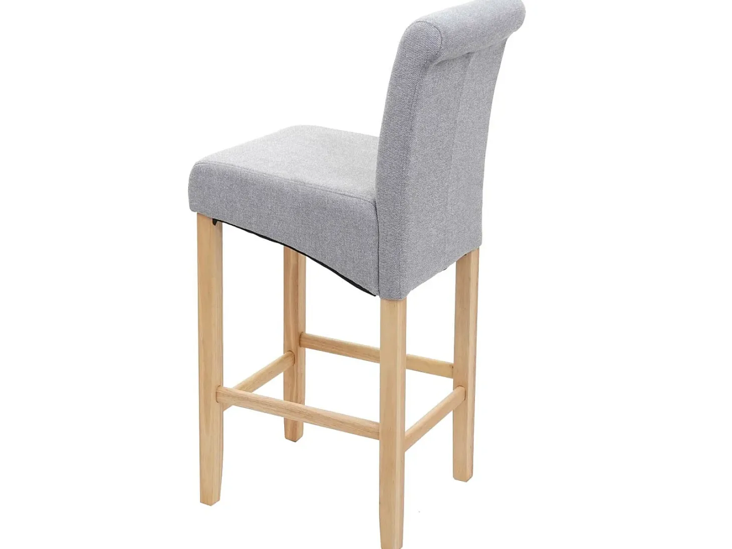 Taburete de bar MCW-C33, gris claro, patas claras, tela/textil