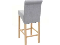 Taburete de bar MCW-C33, gris claro, patas claras, tela/textil