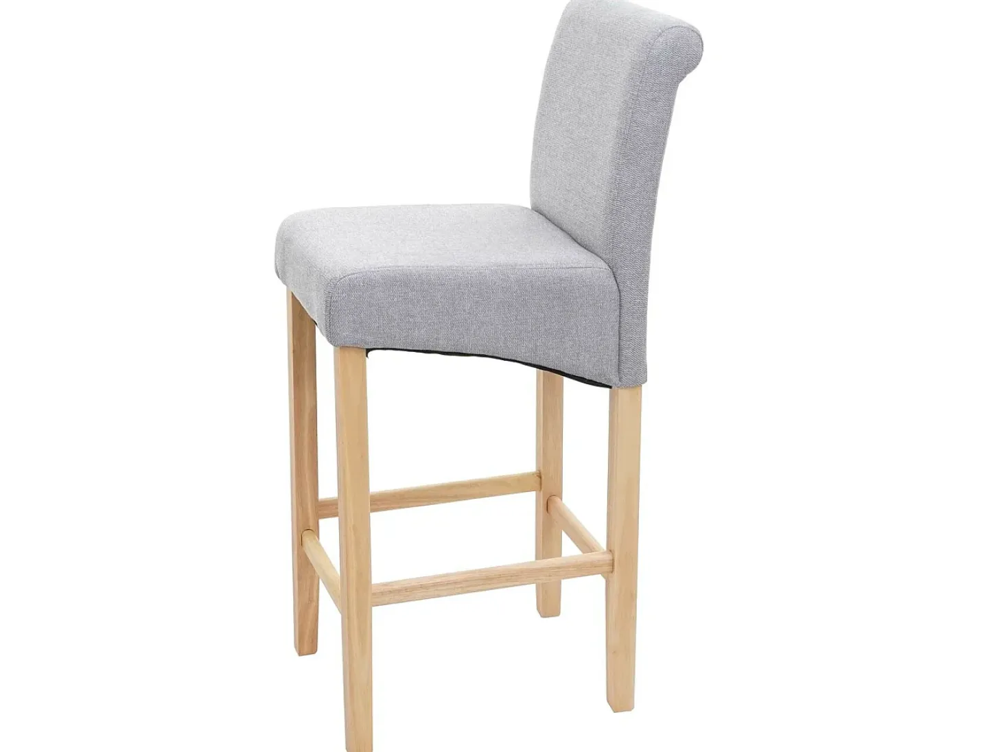 Taburete de bar MCW-C33, gris claro, patas claras, tela/textil