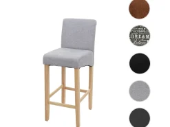 Taburete de bar MCW-C33, gris claro, patas claras, tela/textil
