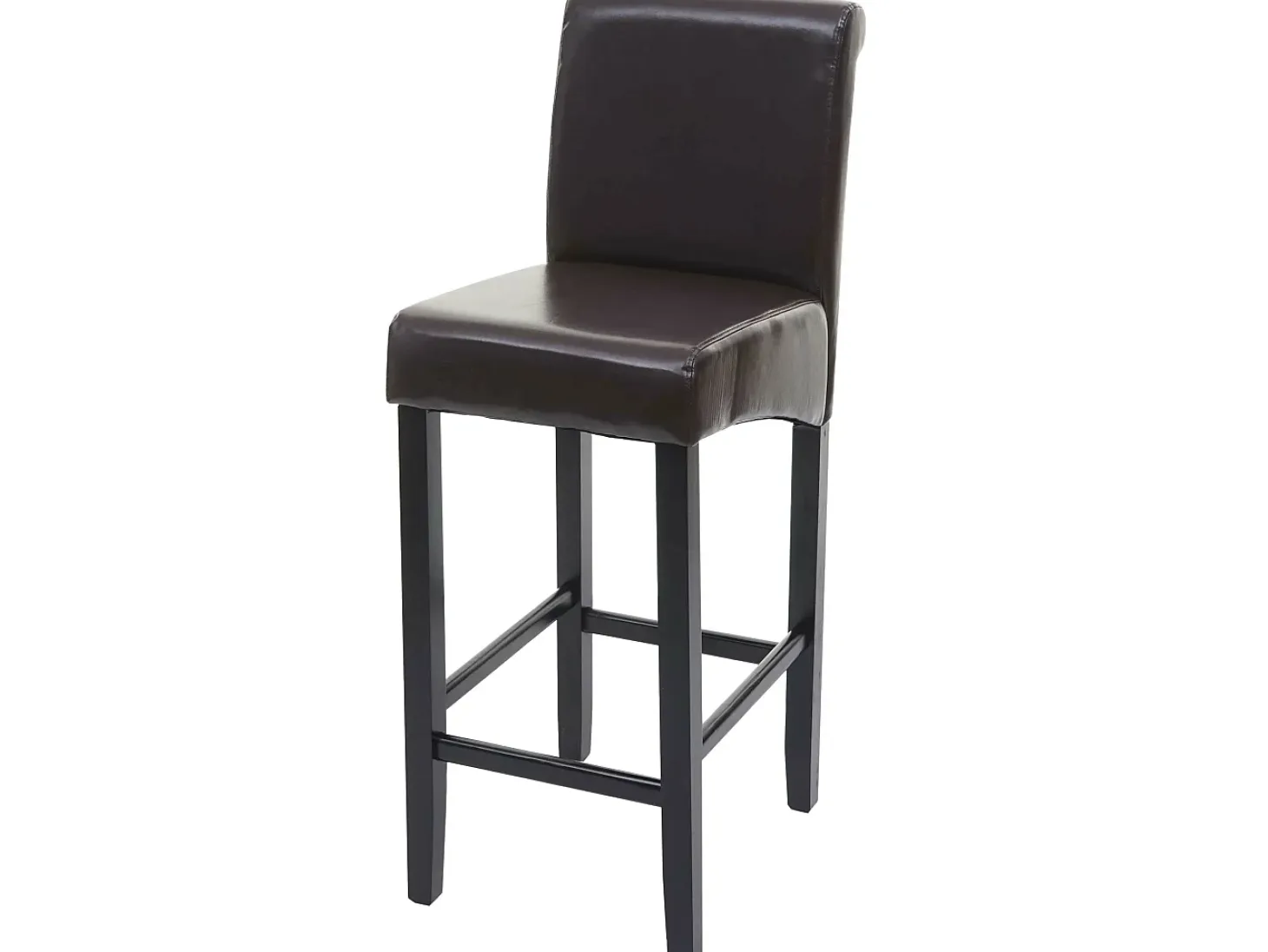Taburete de bar MCW-C33, marrón, patas oscuras, cuero
