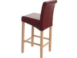 Taburete de bar MCW-C33, marrón rojizo, patas claras, imitación de cuero