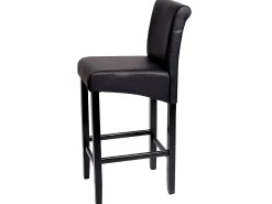 Taburete de bar MCW-C33, negro mate, patas oscuras, imitación de cuero