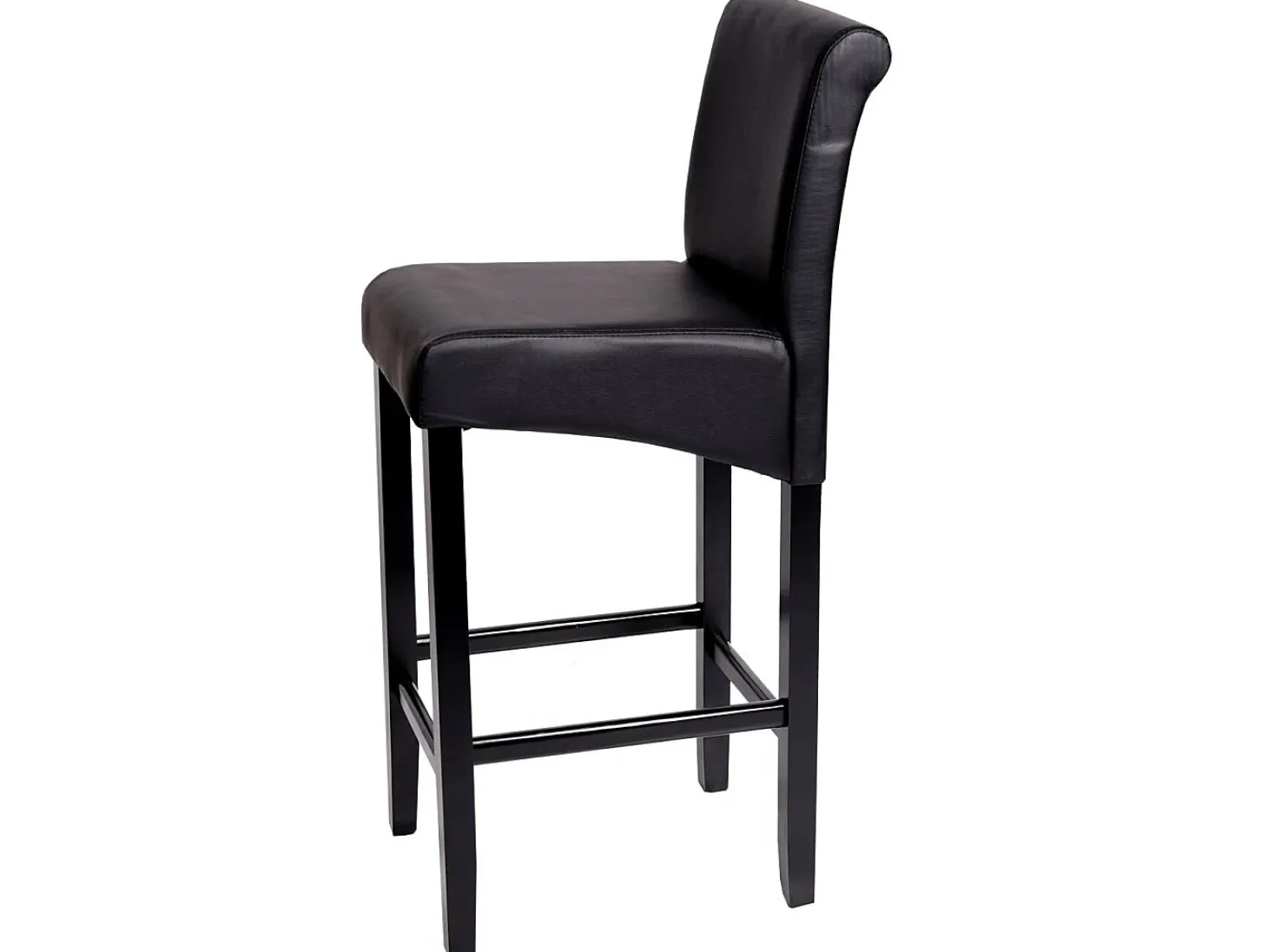 Taburete de bar MCW-C33, negro mate, patas oscuras, imitación de cuero