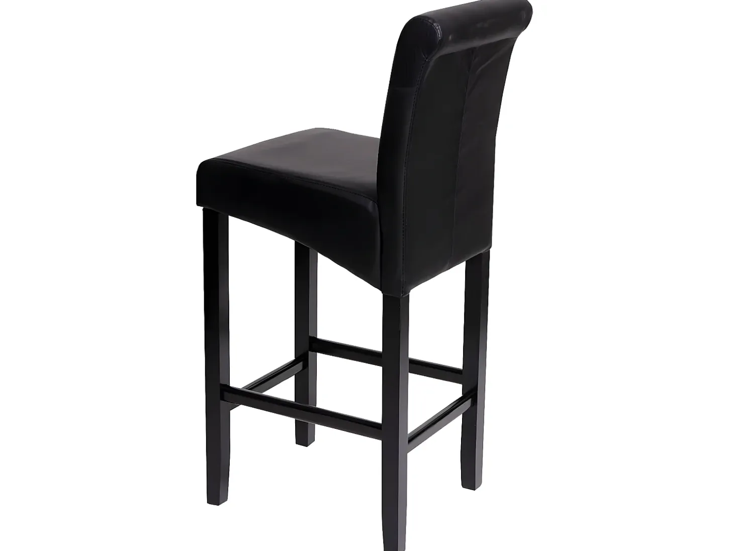 Taburete de bar MCW-C33, negro mate, patas oscuras, imitación de cuero
