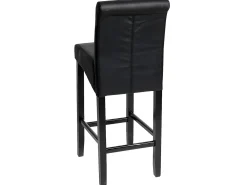 Taburete de bar MCW-C33, negro mate, patas oscuras, imitación de cuero