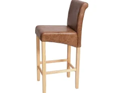 Taburete de bar MCW-C33 (juego de 2), imitación de ante, patas claras, tela/textil