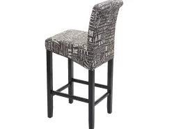 Taburete de bar MCW-C33 (juego de 2), letras, gris, patas oscuras, tela/textil
