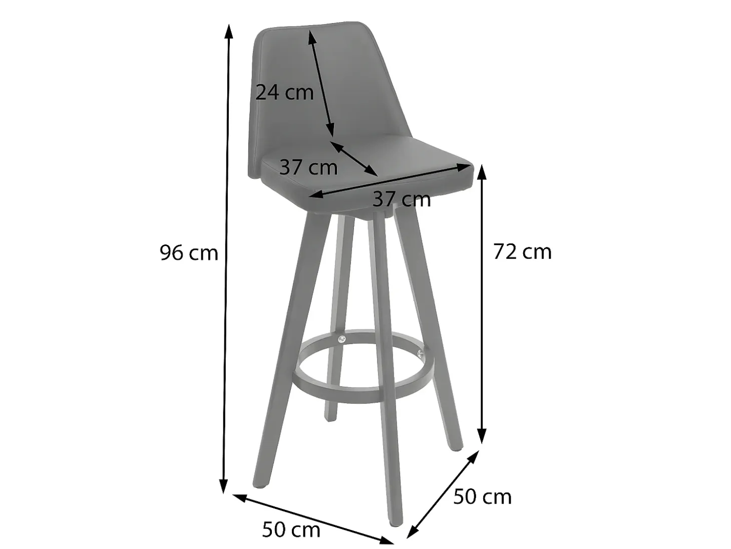 Taburete de bar MCW-C43 (juego de 2), negro