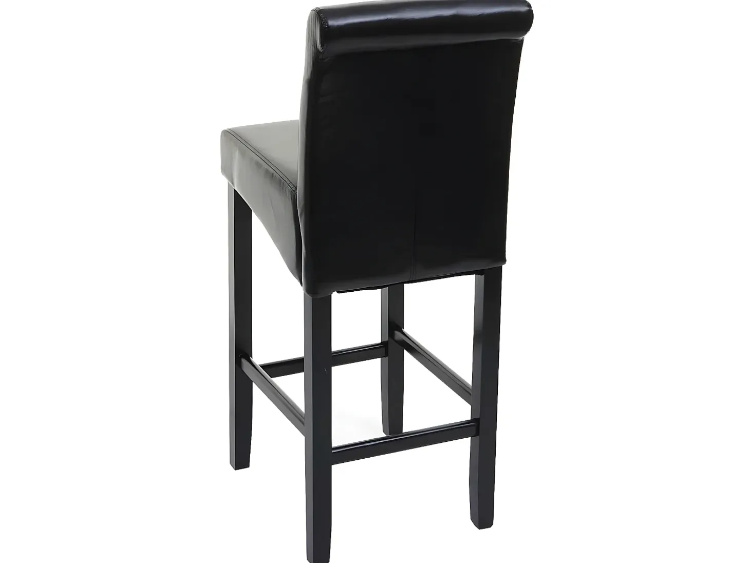 Taburete de bar MCW-C33 (juego de 2), negro, patas oscuras, cuero