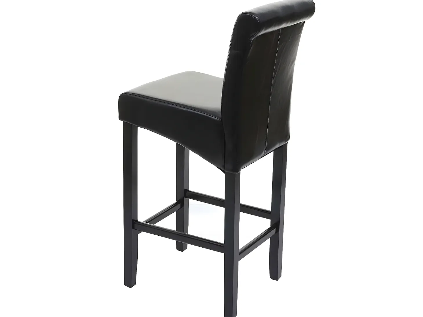Taburete de bar MCW-C33 (juego de 2), negro, patas oscuras, cuero