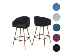 Taburete de bar MCW-D72 (juego de 2), tela/textil, gris antracita