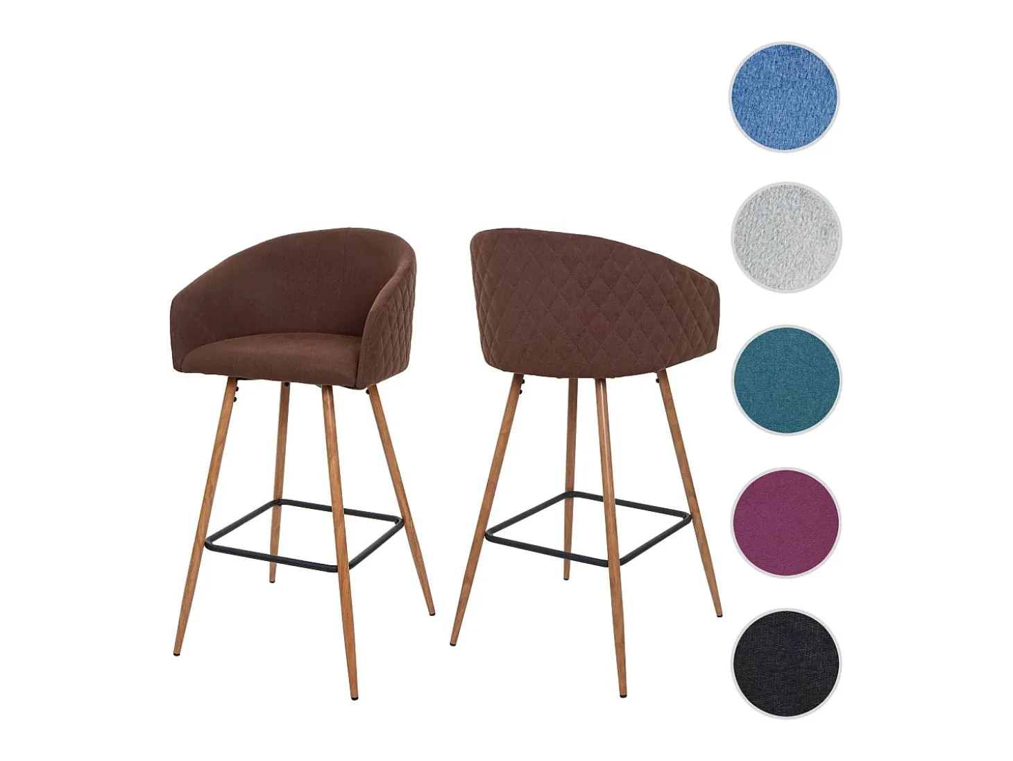 Taburete de bar MCW-D72 (juego de 2), tela/textil, marrón