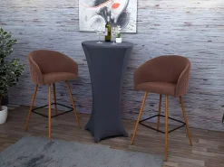 Taburete de bar MCW-D72 (juego de 2), tela/textil, marrón
