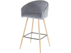 Taburete de bar MCW-D72 (juego de 2), terciopelo, gris