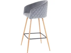 Taburete de bar MCW-D72 (juego de 2), terciopelo, gris