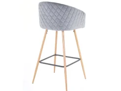 Taburete de bar MCW-D72 (juego de 2), terciopelo, gris