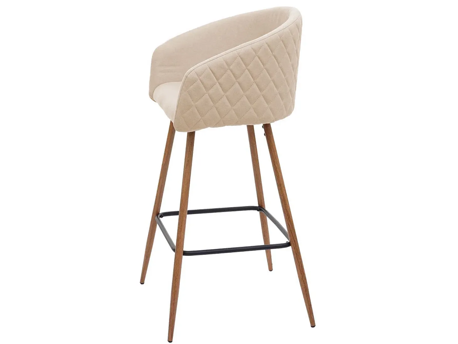 Taburete de bar MCW-D72 (juego de 2), tela/textil, crema-beige