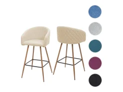 Taburete de bar MCW-D72 (juego de 2), tela/textil, crema-beige