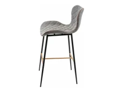 Taburete de bar MCW-E55 (juego de 2), imitación de cuero ante gris