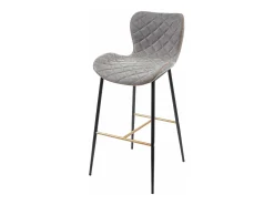 Taburete de bar MCW-E55 (juego de 2), imitación de cuero ante gris