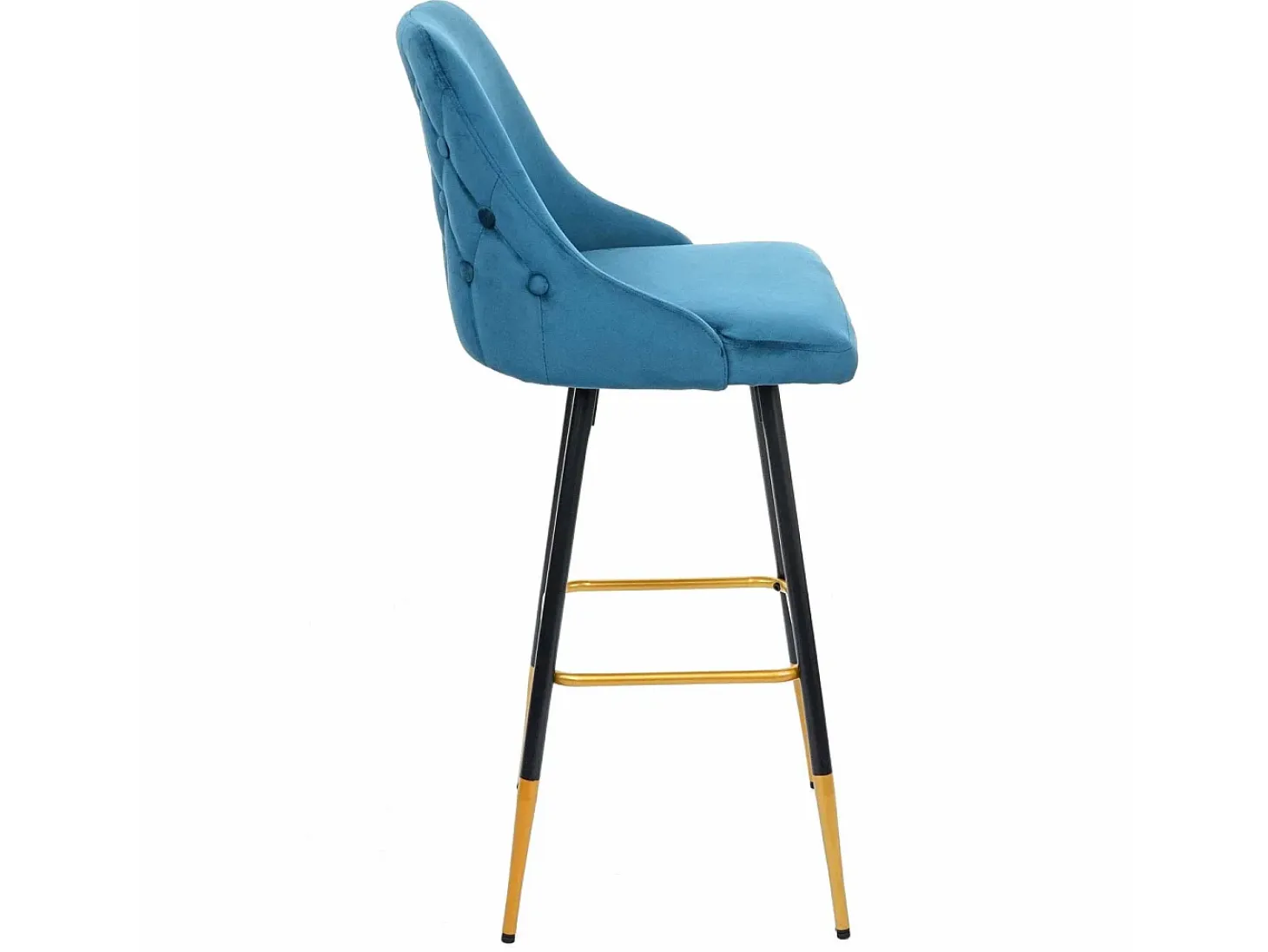Taburete de bar MCW-E70 (set de 2) terciopelo, azul petróleo