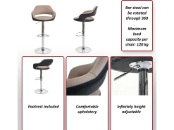 Taburete de bar MCW-F16 (juego de 2), rojo-negro