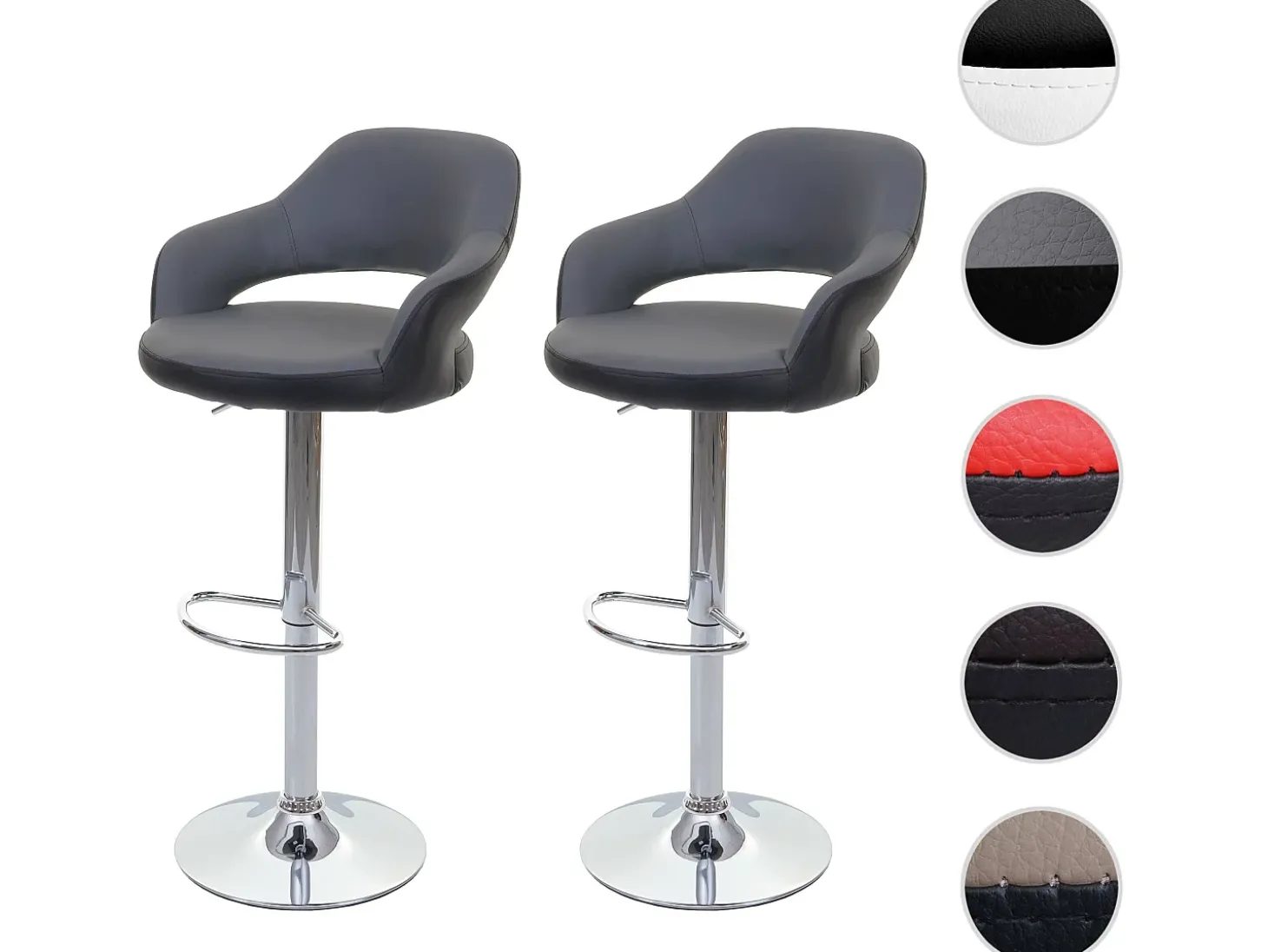 Taburete de bar MCW-F16 (juego de 2), gris-negro